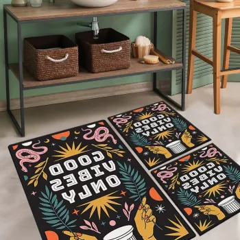 Set covorase de baie, L'essentiel Maison, Snake Trinket, Poliester, Multicolor imagine