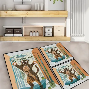 Set covorase de baie, L'essentiel Maison, Tame Your Tiger, Poliester, Multicolor imagine