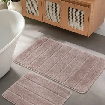 Set covorase de baie, L'essentiel Maison, Yeni Cizgili, Bej imagine