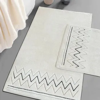 Set covorase de baie, L'essentiel Maison, Zikzak, Bej imagine