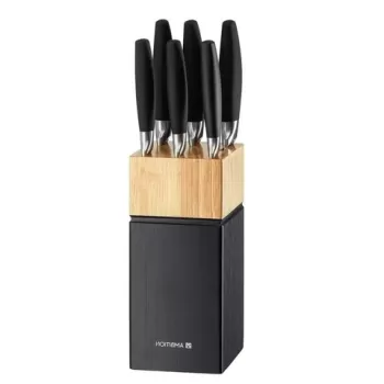 Set cutite 7piese cu suport din lemn Magnat, Ambition, otel, negru imagine