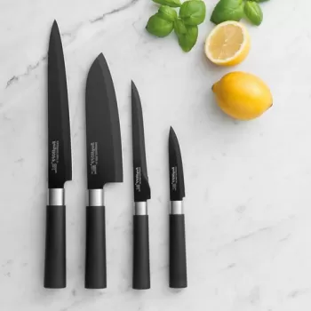 Set cutite cu invelis ceramic 4 piese BergHOFF, Essentials Raven, inox imagine