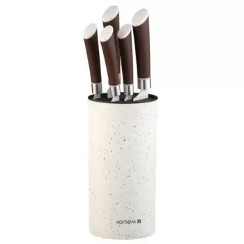 Set cutite in suport 6 piese Nature, Ambition, inox, bej imagine