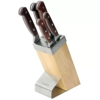 Set cutite si suport 6 piese Titanium, inox/lemn imagine