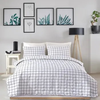 Set cuvertura de pat dubla 3 piese, Artus - Black, Eponj Home, 65% bumbac/35% poliester imagine