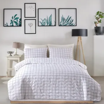 Set cuvertura de pat dubla 3 piese, Artus - Grey, Eponj Home, 65% bumbac/35% poliester imagine