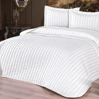 Set cuvertura de pat dubla 3 piese, Dublin - Cream, Dowry World, Bumbac imagine