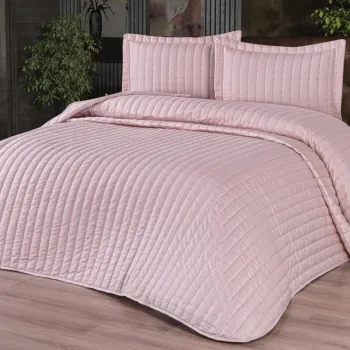 Set cuvertura de pat dubla 3 piese, Dublin - Powder, Dowry World, Bumbac imagine