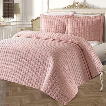 Set cuvertura de pat dubla 3 piese, Estiva - Powder, Dowry World, Bumbac imagine