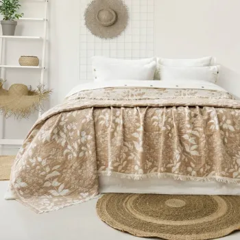Set cuvertura de pat dubla 3 piese, L'essentiel Maison, Amore, Bumbac , Bej imagine
