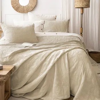 Set cuvertura de pat dubla 3 piese, L'essentiel Maison, Bambi, Bumbac , Bej imagine