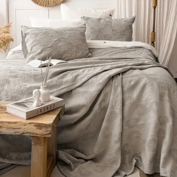 Set cuvertura de pat dubla 3 piese, L'essentiel Maison, Italo, Bumbac, Bej imagine