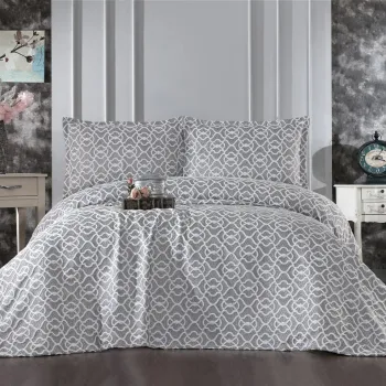 Set cuvertura de pat dubla 3 piese, Merlin - Grey, Whitney, Tesatura Chenille imagine