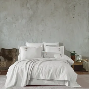 Set cuvertura de pat dubla 3 piese, Noris - Cream, Saheser, Bumbac imagine