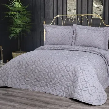 Set cuvertura de pat dubla 3 piese, Parolin - Grey, Dowry World, Bumbac imagine