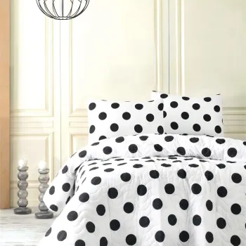 Set cuvertura de pat dubla 3 piese, Point - White, Eponj Home, 65% bumbac/35% poliester imagine