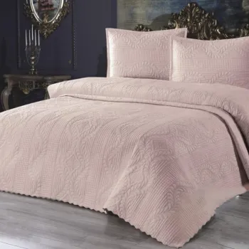 Set cuvertura de pat dubla 3 piese, Sena - Powder, Dowry World, Bumbac imagine