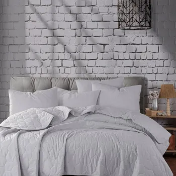 Set cuvertura de pat dubla 3 piese, Solid - Grey, Eponj Home, 65% bumbac/35% poliester imagine