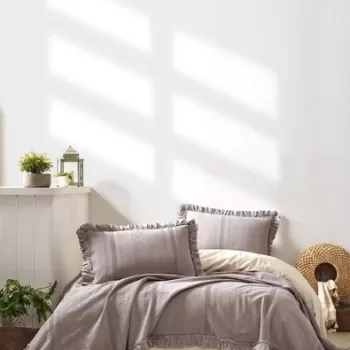 Set cuvertura de pat dubla Pique, 3 piese, 220x240 cm, 100% bumbac Jacquard, Saheser, Tziana, gri imagine