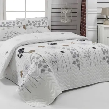 Set cuvertura de pat matlasata, Eponj Home, Atlantis White, 2 piese, 65% bumbac, 35% poliester, multicolor imagine