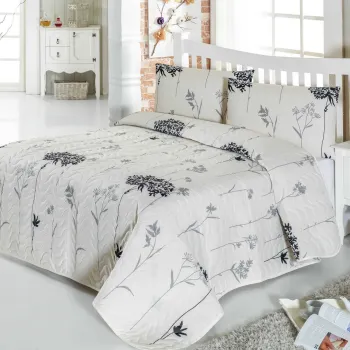 Set cuvertura matlasata dubla King (FR), 3 piese, L'essentiel Maison, Efil, 65% bumbac/35% poliester, Grey / Beige / Black imagine