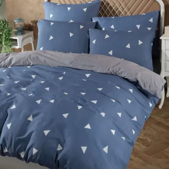 Set cuvertura matlasata dubla King (FR), 3 piese, L'essentiel Maison, Geometrik, 65% bumbac/35% poliester, Albastru imagine