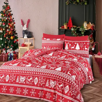 Set cuvertura matlasata dubla King (FR), 3 piese, L'essentiel Maison, Snowmas, Rosu Claret / Alb imagine