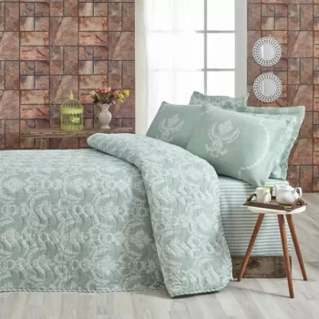 Set cuvertura matlasata Single 160x220 cm, 2 piese, Pure, Eponj Home, 65% Bumbac/35% Poliester(Husa)/ imagine