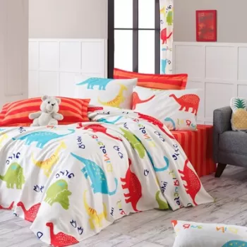 Set cuvertura pique dubla, Dinazorus, Eponj Home, Bumbac imagine