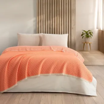 Set cuvertura pique dubla, L'essentiel Maison, Diamonds, Portocaliu imagine