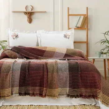 Set cuvertura pique dubla, L'essentiel Maison, Floransa, Bumbac, Ecru imagine