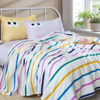 Set cuvertura pique dubla, L'essentiel Maison, Funny, Galben / Liliac imagine