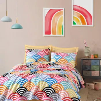 Set cuvertura pique dubla, L'essentiel Maison, Gokkusagi, Bumbac, Multicolor imagine