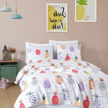 Set cuvertura pique dubla, L'essentiel Maison, Iva, Bumbac, Multicolor imagine