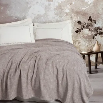 Set cuvertura pique dubla, L'essentiel Maison, Loom, 55% VASCA 45% BUMBAC, Bej imagine