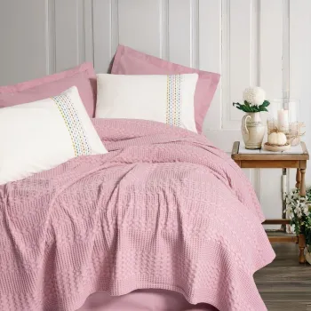 Set cuvertura pique dubla, L'essentiel Maison, Pebble, Roz imagine