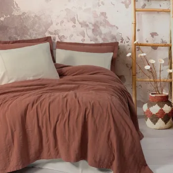 Set cuvertura pique dubla, L'essentiel Maison, Vilo, Bumbac, Caramiziu imagine