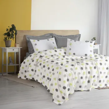 Set cuvertura pique dubla, Leroy - Grey, Cotton Box, Poliester imagine