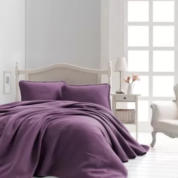 Set cuvertura pique dubla, Liv - Damson, Saheser, Bumbac imagine