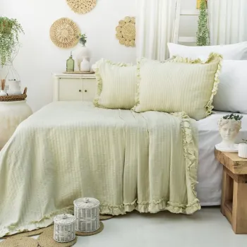 Set cuvertura pique dubla, Martha - Green, Saheser, Bumbac imagine