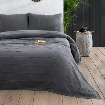 Set cuvertura pique dubla, Sedef - Anthracite, DC Home, Bumbac imagine