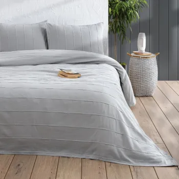 Set cuvertura pique dubla, Sedef - Grey, DC Home, Bumbac imagine