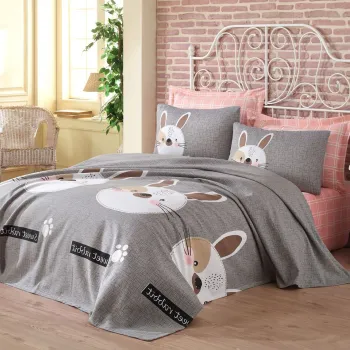 Set cuvertura pique dubla, Tavsancik, Eponj Home, Bumbac imagine