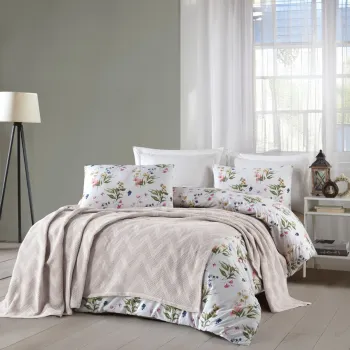 Set cuvertura pique dubla, Zigzag - Light Grey, Saheser, Bumbac imagine