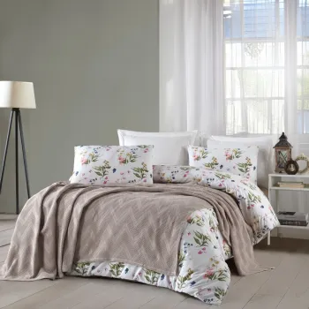 Set cuvertura pique dubla, Zigzag - Mink, Saheser, Bumbac imagine