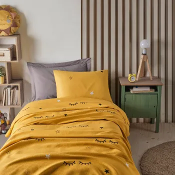 Set cuvertura pique Single, Dide - Yellow, Eponj Home, Bumbac imagine