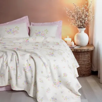 Set cuvertura pique Single, L'essentiel Maison, Petal, Bumbac, Roz imagine