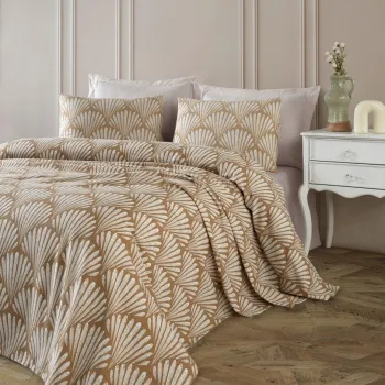 Set cuvertura pique Single, L'essentiel Maison, Yelpaze, Bumbac, Maro imagine