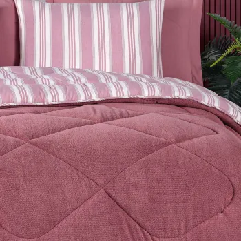 Set cuvertura si perna, L'essentiel Maison, Soft Line, Poliester, Rosu claret imagine