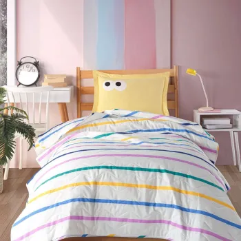 Set cuvertura Single 160x220 cm, 2 piese, L'essentiel Maison, Funny, Galben imagine